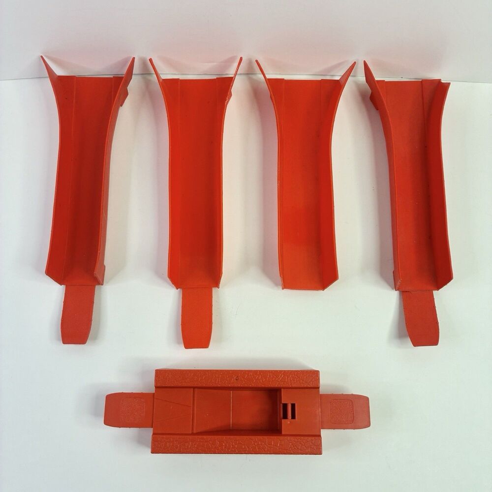 Hot Wheels Redline Era Race Track Jump Ramp USA Set of 4 & Drag Chute *2 Broken*
